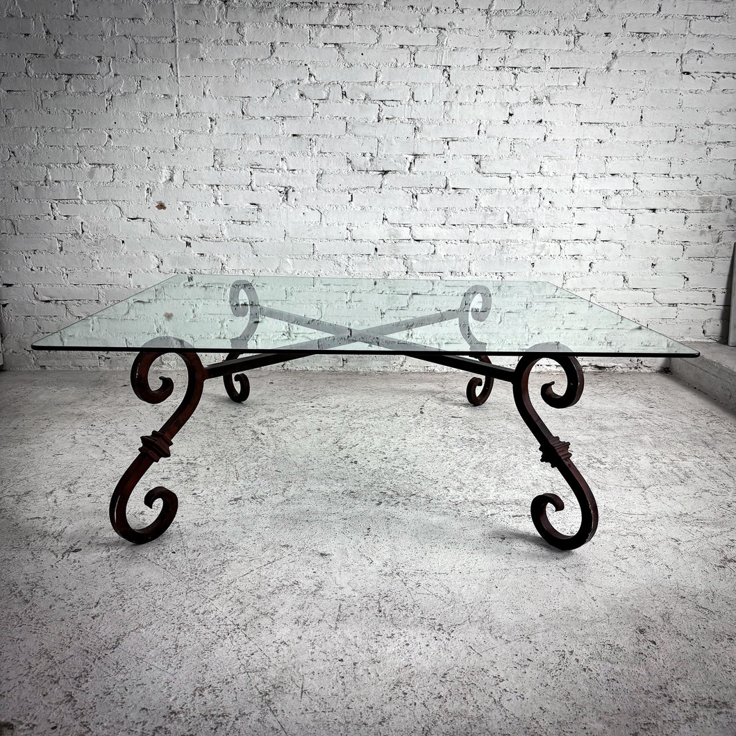 Traditional Oxidized Iron & Glass Cocktail Table