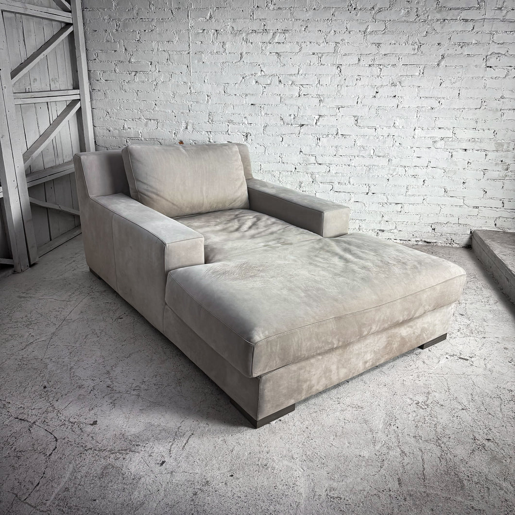 Restoration Hardware Oversized Contemporary Nubuck Leather Chaise