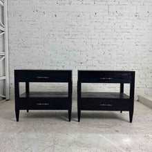 Load image into Gallery viewer, Pair of Black Wood &amp; Lucite Nightstands
