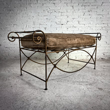 Load image into Gallery viewer, Hollywood Regency Velvet Cushioned Iron Bench
