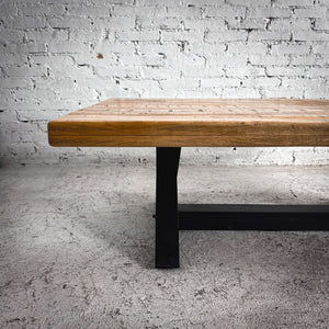 Rustic Natural Wood & Metal Cocktail Table