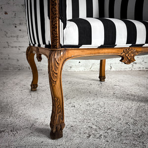 Rococo Revival Fabric Satin Wood Bergere Wingback Chair