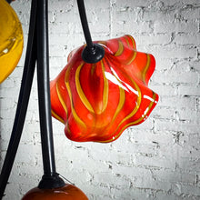Load image into Gallery viewer, Eclectic Multi-Color Glass Flower &amp; Iron Pendant Chandelier
