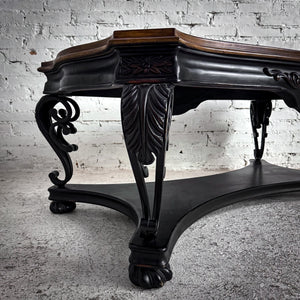 Mass Produced Victorian Style Walnut Veneer Cocktail Table