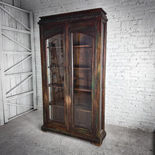 Load image into Gallery viewer, Colonial Style Dark Wood Display Cabinet
