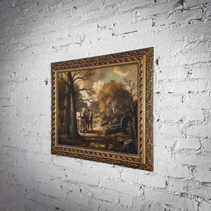 19th C. Anton Muller Landscape Realism Oil Canvas Painting