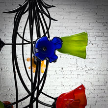 Load image into Gallery viewer, Eclectic Multi-Color Glass Flower &amp; Iron Pendant Chandelier
