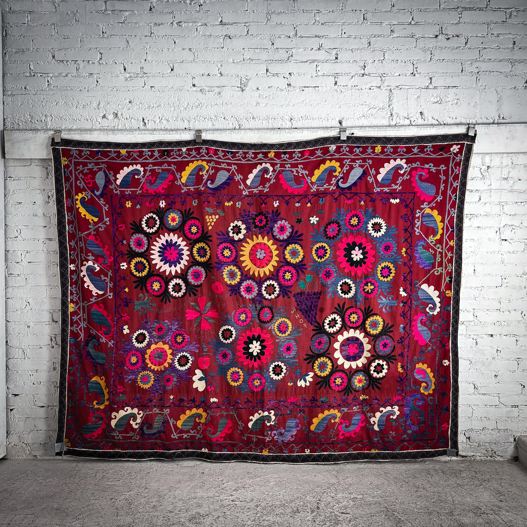 Vintage Uzbekistanian Silk Tapestry Textile