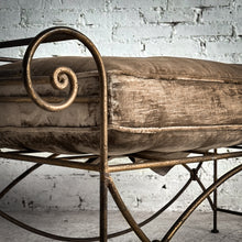 Load image into Gallery viewer, Hollywood Regency Velvet Cushioned Iron Bench
