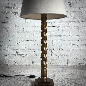 Gilt Barley Twist Wood Standard Table Lamp