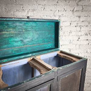 Antique Campesino Dark Wood Bin Cabinet