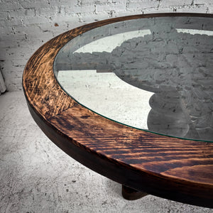 Traditional Glass Insert Wood Dining Table