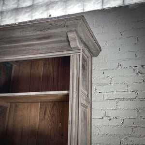 Vintage Monumental Gustavian Distressed Wood Display Cabinet