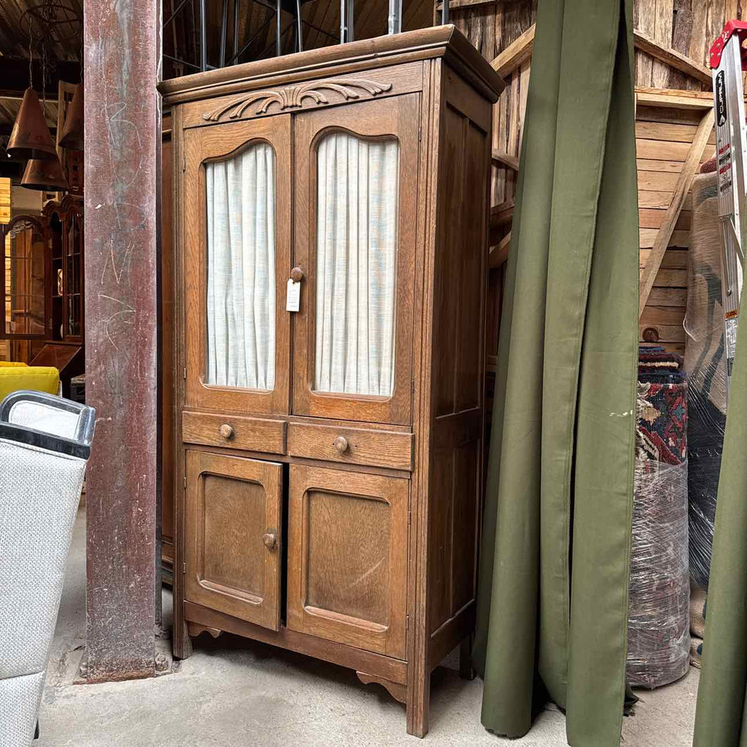 Antique Oak Wardrobe Cabinet