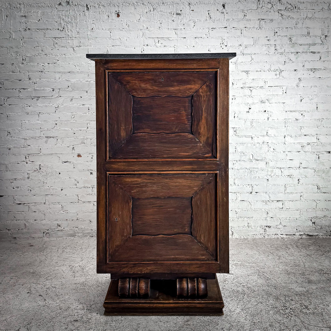 Vintage Spanish Mission Oak & Granite Cabinet