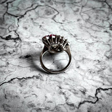 Load image into Gallery viewer, Vintage 14k White Gold Rubies &amp; Diamonds Cocktail Ring
