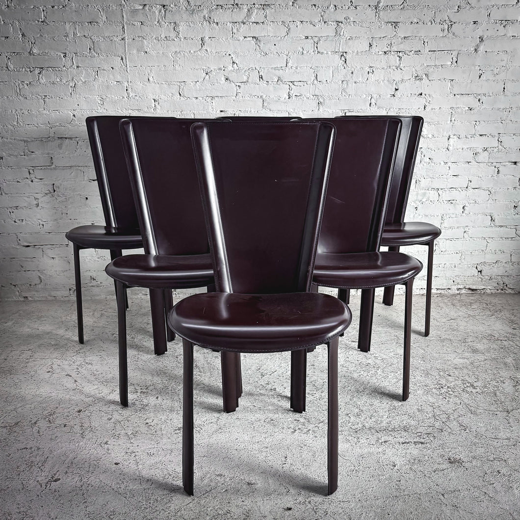 Set of 6 1980's Cattelan Italia Leather Dining Chair