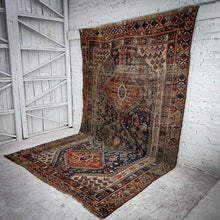Load image into Gallery viewer, 17th Century Qashqai Wool Area Persian Knotted Rug

