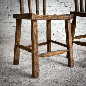 Set of 2 Antique Campesino Patina Wood Accent Chair