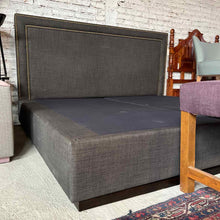 Load image into Gallery viewer, Transitional King-Size Gray Upholstered Bed
