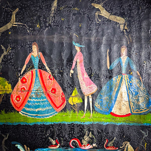19th C. Tole Painted Wood Tray Wall Decor
