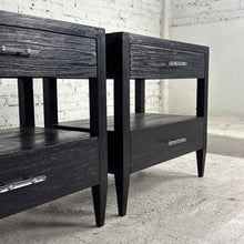 Load image into Gallery viewer, Pair of Black Wood &amp; Lucite Nightstands
