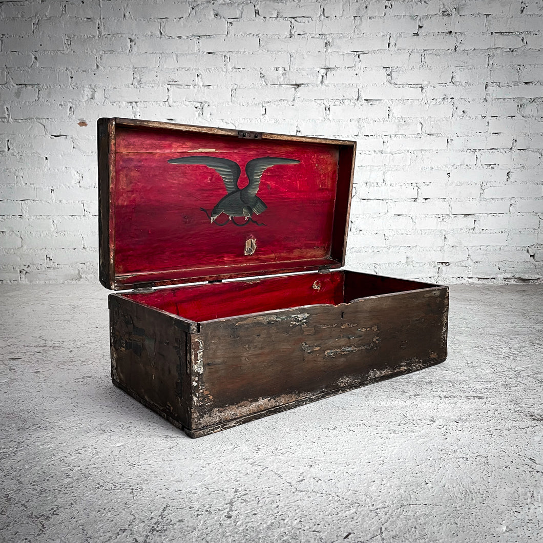 19th Century Olinala Distressed Wood Trunk