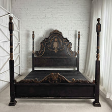 Load image into Gallery viewer, Baroque King Black Wood Bed
