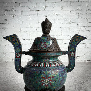 Qing Dynasty Cloisonne Bronze Incense Burner Container