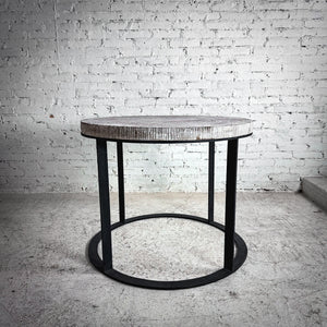 Contemporary Textured Stone Side Table