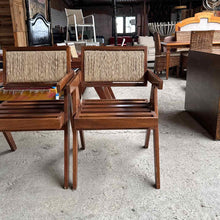 Load image into Gallery viewer, Set of 4 Mid-Century Style Raffia &amp; Wood Dining Chair
