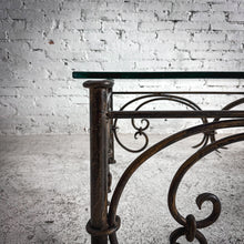 Load image into Gallery viewer, French Neoclassical Style Glass &amp; Iron Cocktail Table
