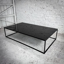 Load image into Gallery viewer, Industrial Black Glass &amp; Metal Cocktail Table
