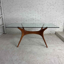 Load image into Gallery viewer, Mid-Century Style Glass &amp; Wood Dining Table
