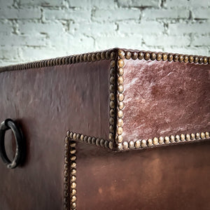 Campaign Leather Clad Cocktail Table
