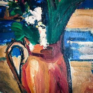 Antique Francois Guigonis Acrylic Wood Still Life Painting