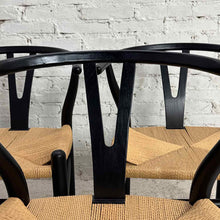 Load image into Gallery viewer, Set of 8 Black Wishbone Dining Chairs
