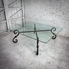 Load image into Gallery viewer, Traditional Oxidized Iron &amp; Glass Cocktail Table
