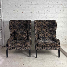 Load image into Gallery viewer, Pair of Oversized Damask Wingback Chairs
