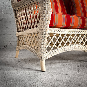 Coastal Ivory Wicker Sofa