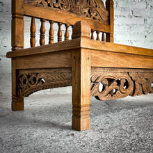 Load image into Gallery viewer, Mid 20th Century Small Asian Cane Carved Teak Bench
