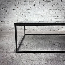 Load image into Gallery viewer, Industrial Black Glass &amp; Metal Cocktail Table

