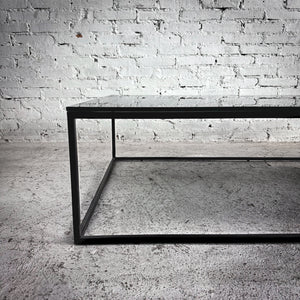 Industrial Black Glass & Metal Cocktail Table