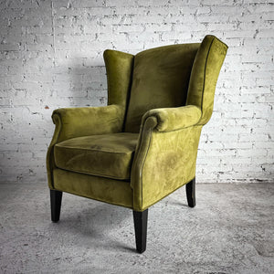 Transitional Fabric Wood Wingback Chair