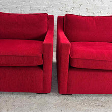 Load image into Gallery viewer, Pair of Modern Square-Arm Lounge Chairs in Red
