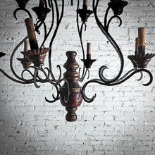 Load image into Gallery viewer, Spanish Colonial Iron &amp; Wood Chandelier
