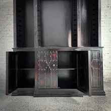 Load image into Gallery viewer, 2 Piece Spanish Colonial Revival Black Lacquer Bookcase
