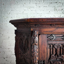 Load image into Gallery viewer, 19th C. French Gothic Revival Carved Wood Storage Cabinet
