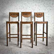 Load image into Gallery viewer, Set of 3 Navajo Style Walnut Bar Stool or Bench
