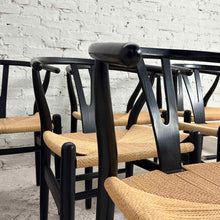 Load image into Gallery viewer, Set of 8 Black Wishbone Dining Chairs
